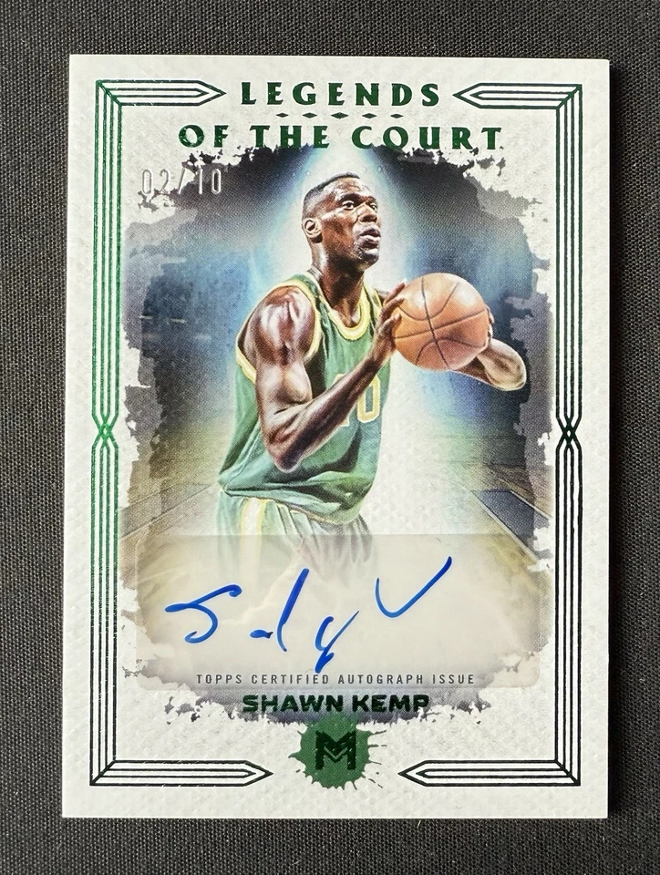 2023-24 Topps Motif Shawn Kemp Green  Auto 02/10 Legends Of The Court - Photo 2/3