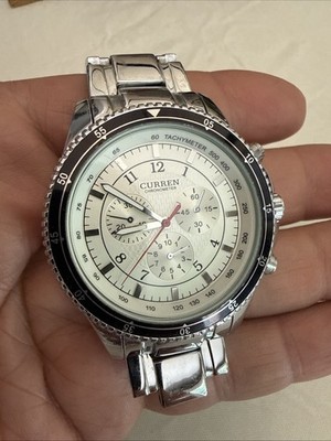 Curren M:8055 Mens Silver Stainless Steel Chronometer Watch Dial Analog