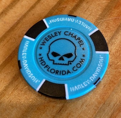 Wesley Chapel, Florida Harley Davidson Poker Chip / Aqua & Black 