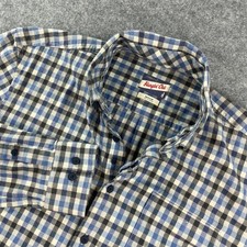 Johnnie O Hangin' Out Mens Button Down Shirt Med Blue Gingham Cotton Long Sleeve