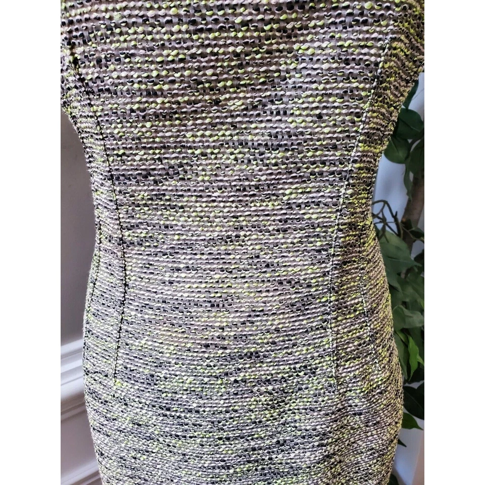 Tahari Women Green & Black Polyester Square Neck Sleeveless Knee Length Dress 16 - Image 3 of 4