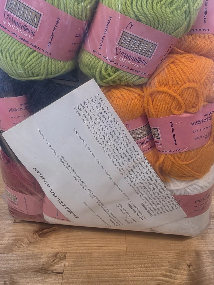 Vintage Flora Del Sol Afghan Kit Emile Bernat & Sons 48"x60" Including Fringe - Image 3 of 4