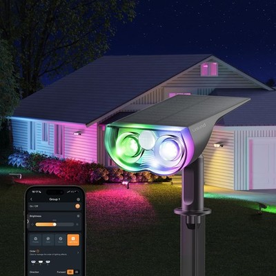 Linkind Smart Solar Motion Spotlights SL5 Upgraded,APP Control 2 pack, Black