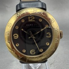 Marc Jacobs Amy Watch Women 36mm Black Dial Gold Tone Round MBM1154 New battery