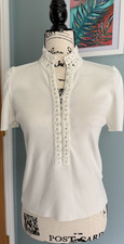 Scanlan Theodore cream crepe Short Sleeve Cro...