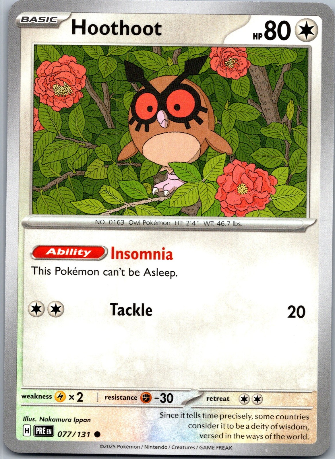 Hoothoot Normal SV: Prismatic Evolutions 077/131 NM