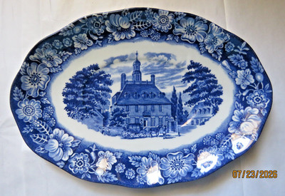 Liberty Blue Oval  8'' Plate Governors House Williamsburg Made in England