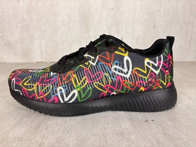 (K70) Skechers Bobs Squad Starry Love Sneaker Damen Gr. 40 schwarz Herzen 117092