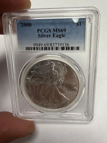 2000 $1 American Silver Eagle MS69 PCGS Bullion Graded Pure