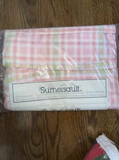 Sumersault Pink white yellow blue checkered  Twin Dust Ruffle Skirt