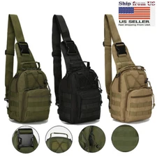 Mens Backpack Tactical Sling Shoulder Bag Molle Travel Chest Pack Outdoor Hiking