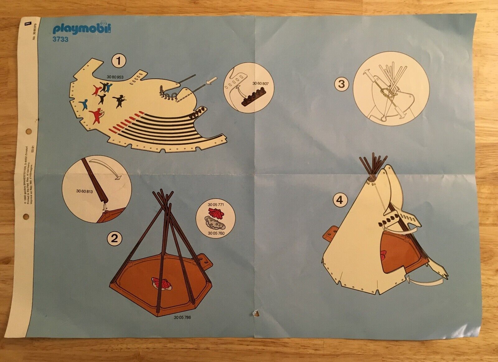Fare faktureres Diagnose Vintage Playmobil 3733 Instruction Manual - Native American Camp Western  Teepee | eBay