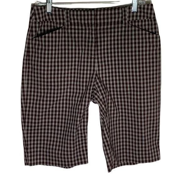 Pantalones Cortos Jones New York Mujer Bermudas Preppy Marrón A Cuadros Elásticos Talla 6 Foto 2 de 4