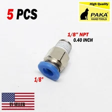 5 X Male Straight Connector Tube OD 1/8" X NPT 1/8 PU Air Push In Fitting