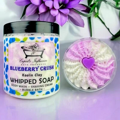CUPID'S INFLUENCE BATH PRODUCTS Blueberry Crush WHIPPED SOAP 180gr Jar | Body Wash | Shaving Cream | Shower Whip
