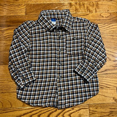Old Navy Shirt Toddler Baby 3T Flannel Long Sleeve Button Front