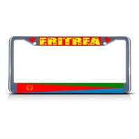 Eritrea Country Flag Metal License Plate Frame Tag Border Two Holes Eritrea Country Flag Metal License Plate Frame Tag Border Two Holes
