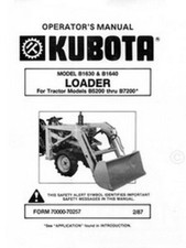 Kubota B1630 B1640 Loader B5200 B7200 Operators Manual
