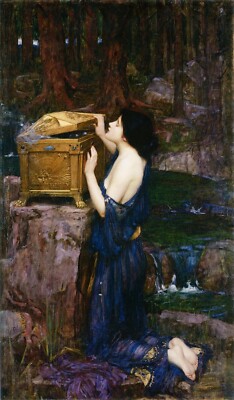 John William Waterhouse Pandora 1898 Mythological Painting 17'' x 22'' Art Prints
