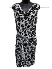 Ann Taylor Women Size S Floral Black/White/Gray Dress Sleeveless Bodycon