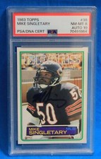 1983 TOPPS # 38 Mike Singletary RC PSA 8 NM-MT # 70491864  PSA/DNA CERT AUTO 10