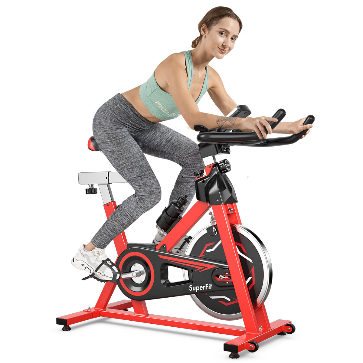 Goplus Exercise Bike Stationary Belt Drive Indoor Cycling Bike Home Gym Cardio