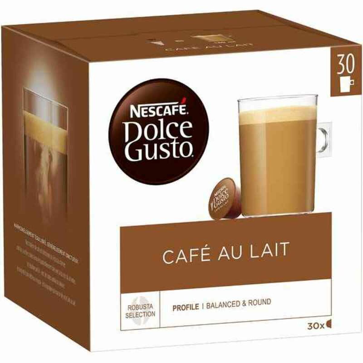 Nescafé Dolce Gusto - Estuche 30 Cápsulas Nescafe Dolce Gusto Café Con Leche Selección Robusta En Oferta Capsule Di Caffè Dolce Gusto Cafe Au Lait (3 Unità) (1 Unità) (30 Unità)