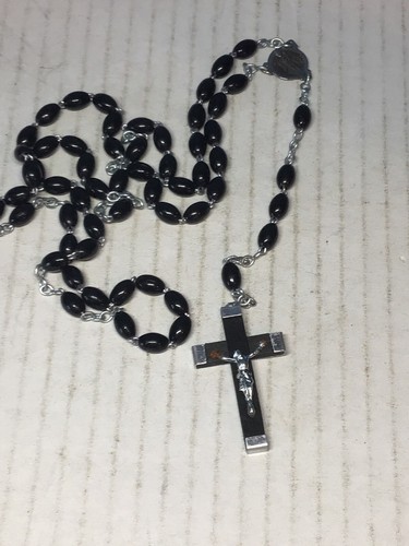Rosary Crucifix Cross Necklace W/ Metal 