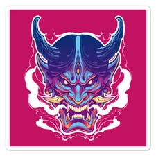 Japan Oni Mask Demon, Vinyl Decal Sticker, Indoor Outdoor, 3 Sizes, #11149