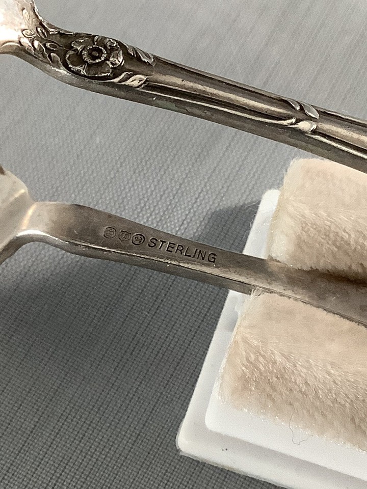 Watson Wallace Meadow Rose Sterling Silver 4” Sugar Tongs Mono eBay