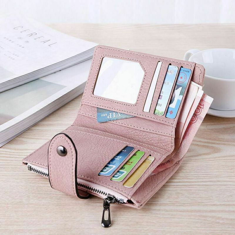 Wallet Short Small Coin Purse Ladies Folding Card Holder PU Leather for ...