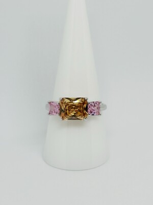 Bomb Party Ring Size 10  That s All Mine  RBP8204 Smokey Topaz & Rose Quartz CZ