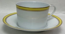 RARE Raynaud Limoges Ceralene France * Yellow Band Cup and Saucer EXCELLENT