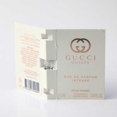 Gucci Guilty Intense Pour Femme EDP Spray Sample Vial 1.5 ml .05 Oz. New In Card