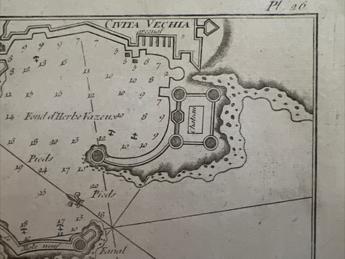 Portolano: Plan De Civitavecchia - Lazio Italia 1764 J. Roux - Picture 4 of 5