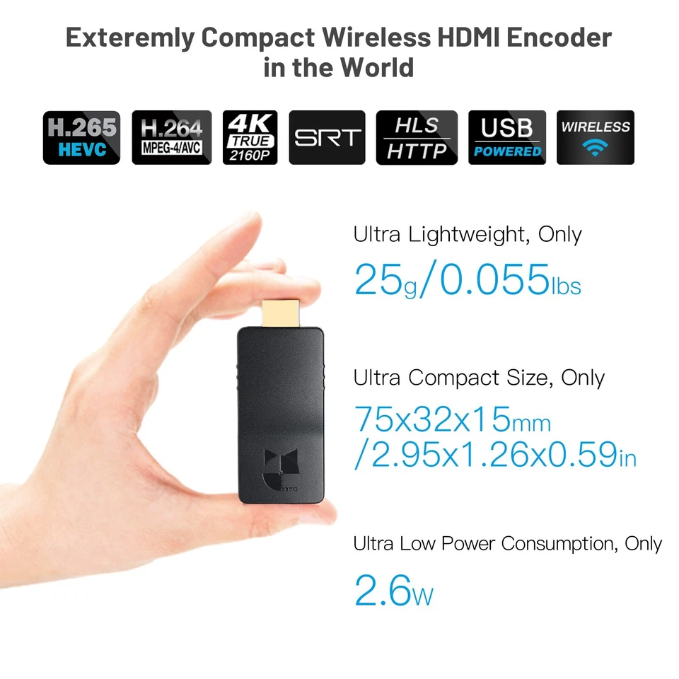 Encoder Streaming Wireless H.265 H.264 HDMI Live Video Encoder 1080p a Facebook - Immagine 2 di 4