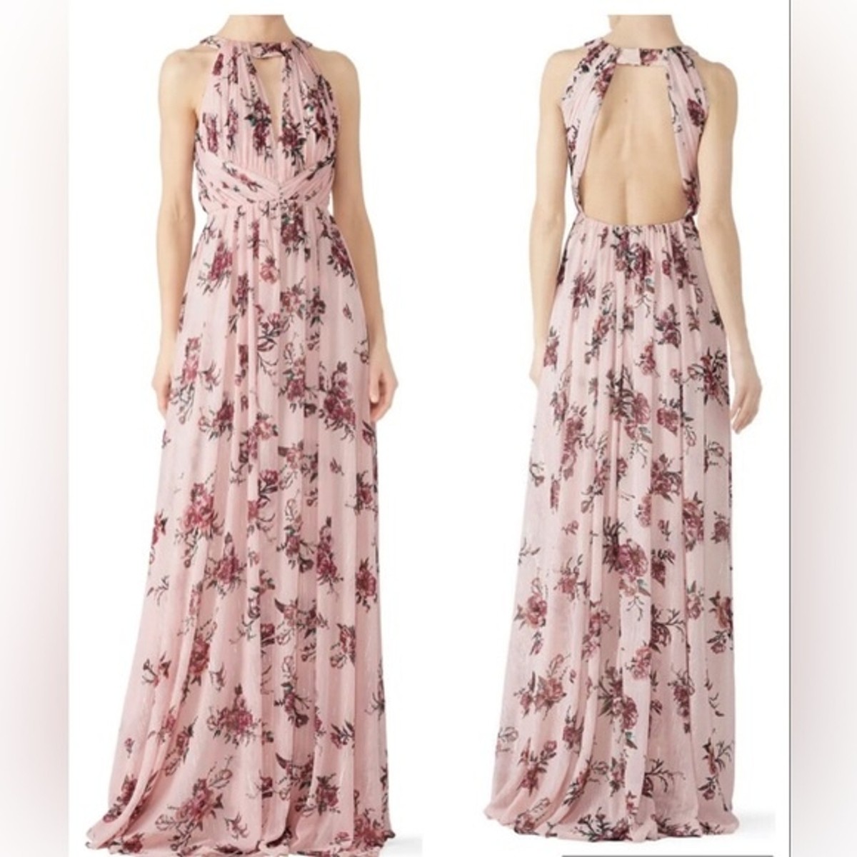 NEW Marchesa Notte Carrara Blush Floral Halter Lurex Gown NEW Marchesa Notte Carrara Blush Floral Halter Lurex Gown