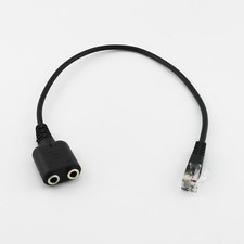 Headset Cable Dual 3.5mm to RJ9 Jack Adapter Convertor PC Headset Telephone 25cm