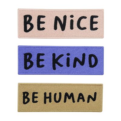 Be Nice, Be Kind, Be Human Patch zum Aufbügeln 3er Set | Spruch Patches, Banner