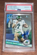 Michael Pratt Signed 2023 Bowman Chrome U Rookie Card Tulane PSA 10 AUTO