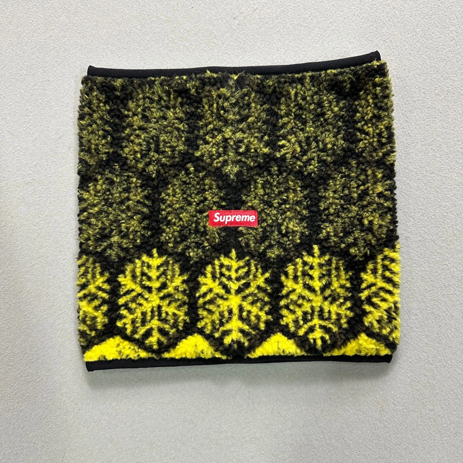 Guêtre col polaire Sherpa jaune flocon de neige Supreme New York neuve sans étiquette hiver ski neige