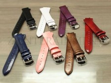16 18 20 22MM Black White Blue Brown Pink Leather Lizard Watch Band Strap Shiny