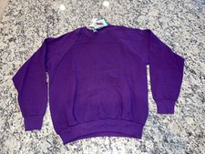 Vtg 90s Deadstock Fruit of The Loom Purple Cotton Crew Neck Sweatshirt Women's L