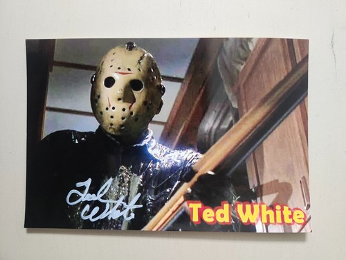 Vendredi 13 Ted White RARE PHOTO 6x4 dédicacée signée Jason Voorhees très bon état