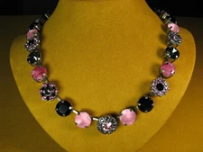 MARIANA NECKLACE SWAROVSKI CRYSTALS PINK BLACK SILVER PL MOSAIC Gift Christmas