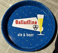 Vintage Ballentine’s Ale And Beer 13” Blue Metal Tray Double Sided