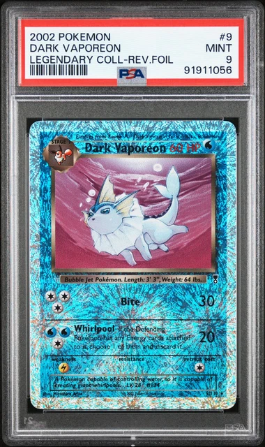 Pokemon Dark Vaporeon Reverse Holo Legendary Coll. 9 PSA 9 Mint
