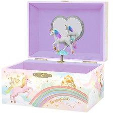 Giggle & Honey® Musikalische Einhorn Schmuckschatulle für Mädchen | Musik klein, violett