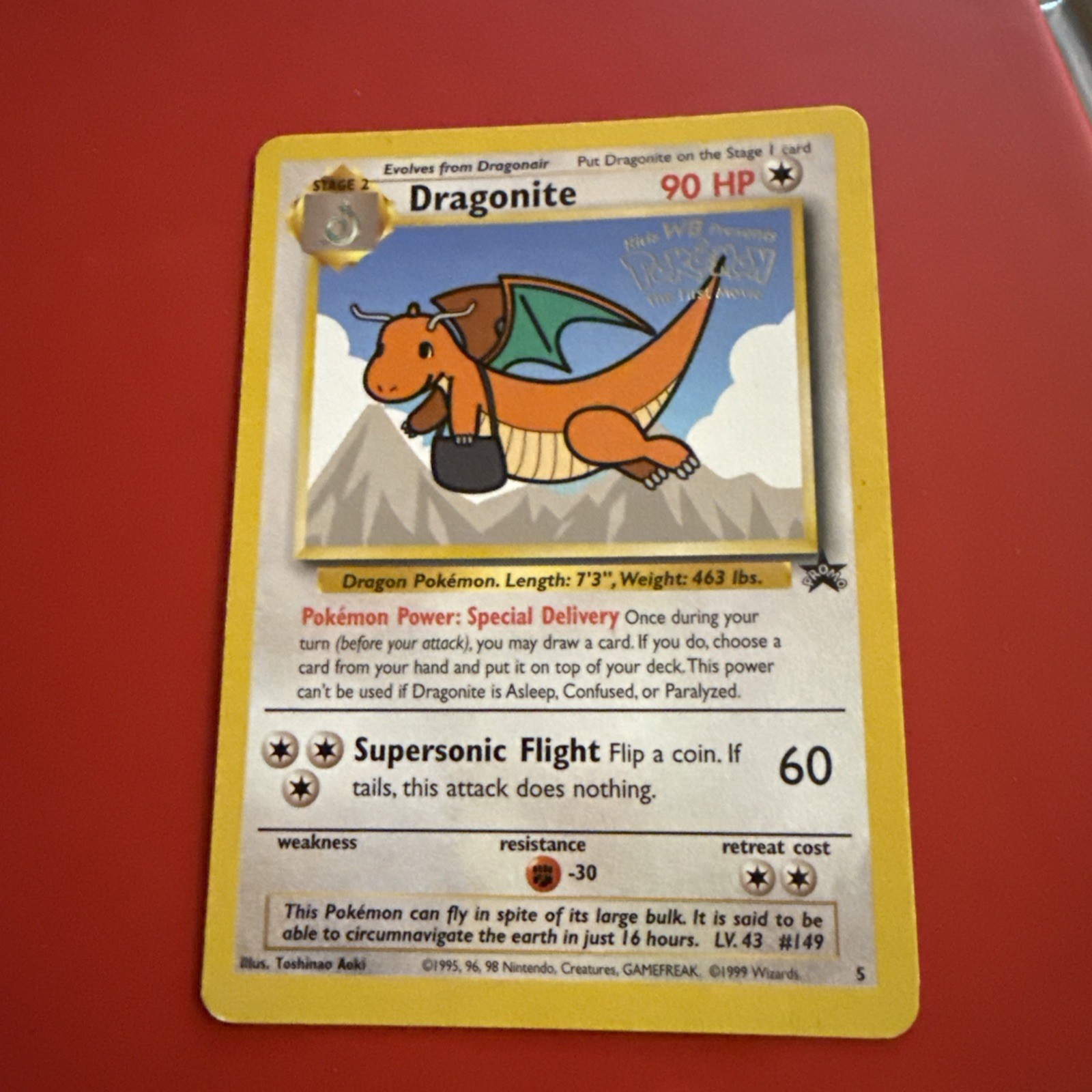Dragonite – Wizards Black Star Promo #5 – Kids WB Pokémon First Movie (1999)