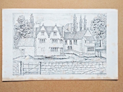 Easton Percy Manor House (Piercy), Kington St Michael - antiker Druck - um 1860